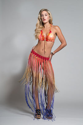 Hand-dyed Fringe skirt