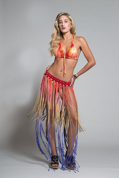 Hand-dyed Fringe skirt