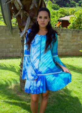 Grace hand dyed off shoulder dress